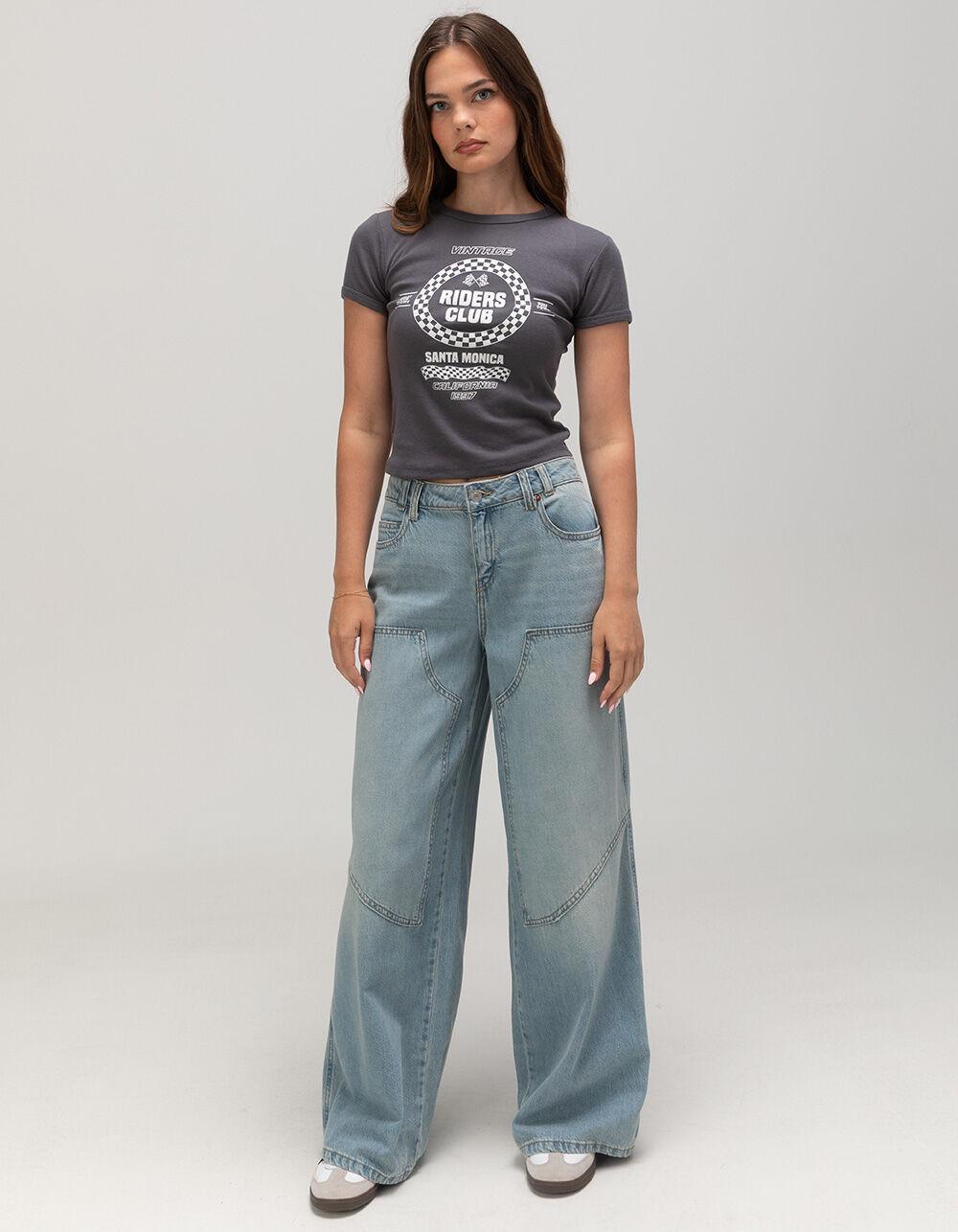 RSQ Womens Mid Rise Wide Leg Panel Jeans Product Image