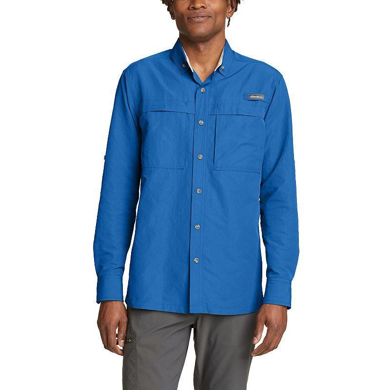 Men's Eddie Bauer Ripstop Guide Long Sleeve Button-Down Shirt, Size: XXL, Pacific Blue Product Image