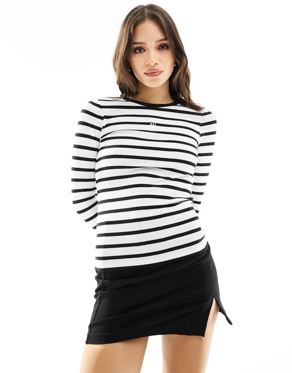 4th & Reckless ribbed logo long sleeve top Product Image