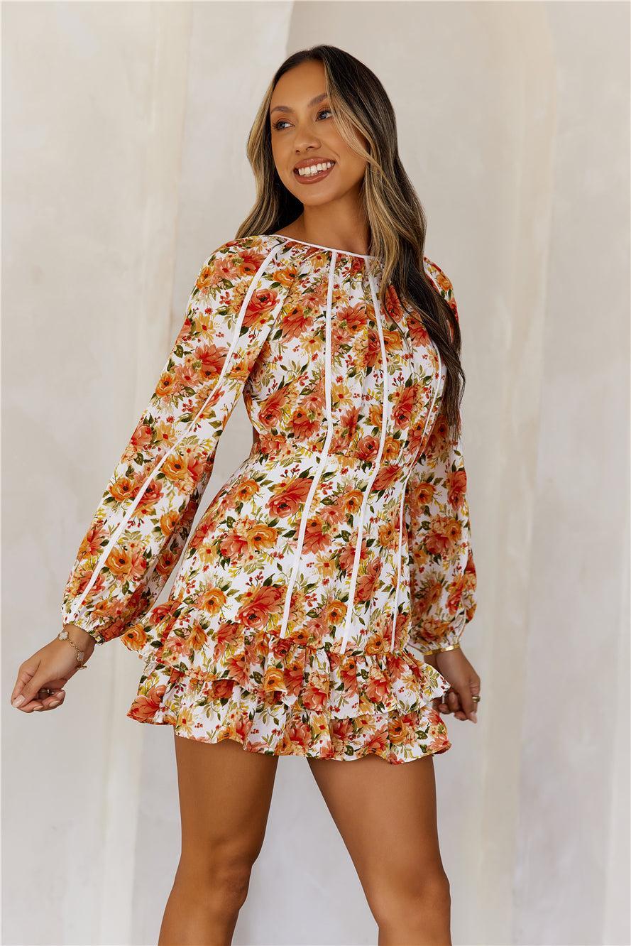 Time To Bloom Long Sleeve Mini Dress Floral Product Image