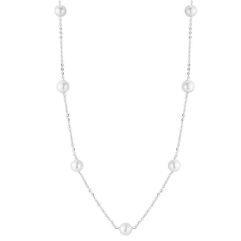 Sunkissed Sterling Freshwater Cultured Pearl Station Choker Necklace, Womens Silver Tone Product Image