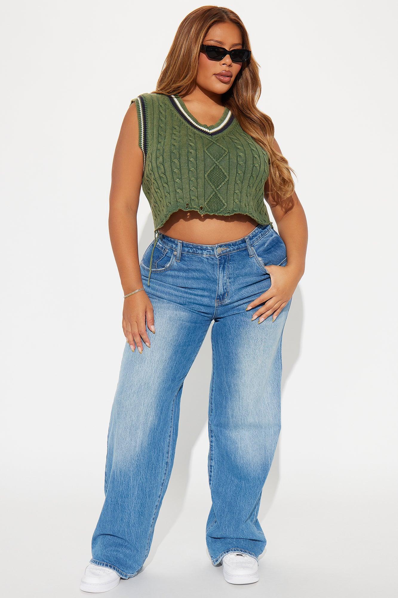 Last Class Washed Sweater Vest - Green/combo Product Image