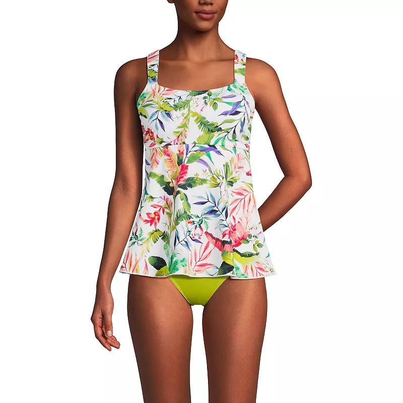 Women's Lands' End Flutter Empire UPF 50 Tankini Swimsuit Top, Size: XS, Blue Ditsy Floral Product Image