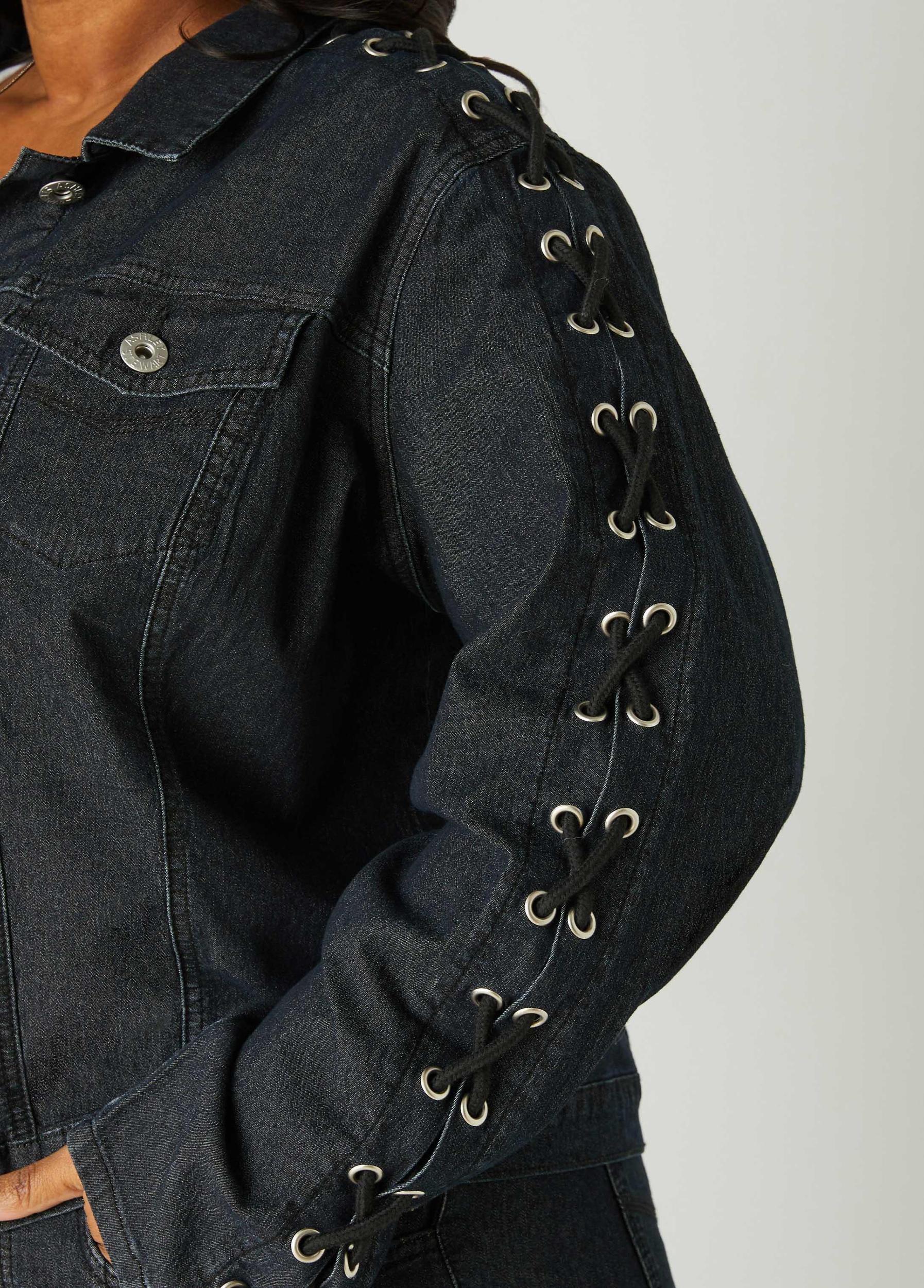 Plus Size Laced Up Mid Rise Skinny Jeans Ashley Stewart Product Image