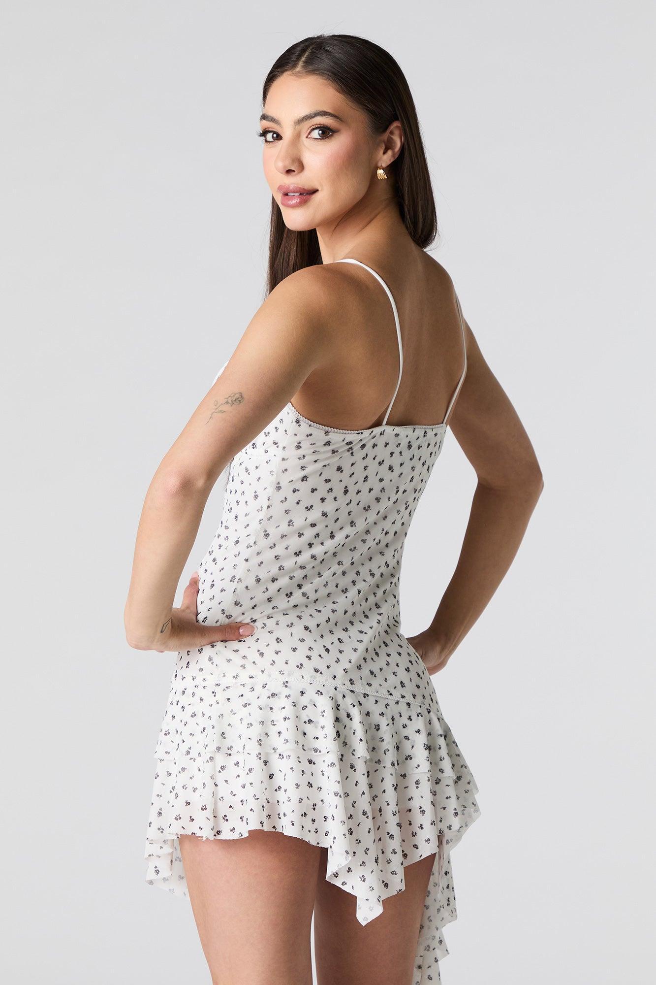Asymmetrical Milkmaid Mini Dress Female Product Image