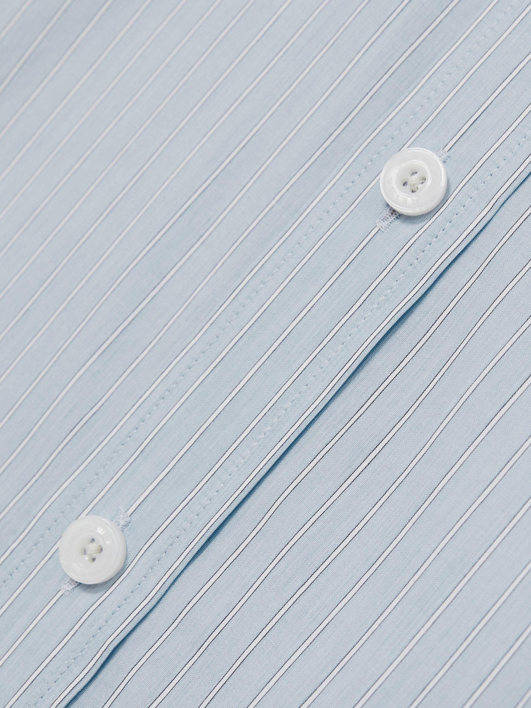 Oversized Poplin Stripe 100% Cotton Shirt in Soft Blue/White Product Image