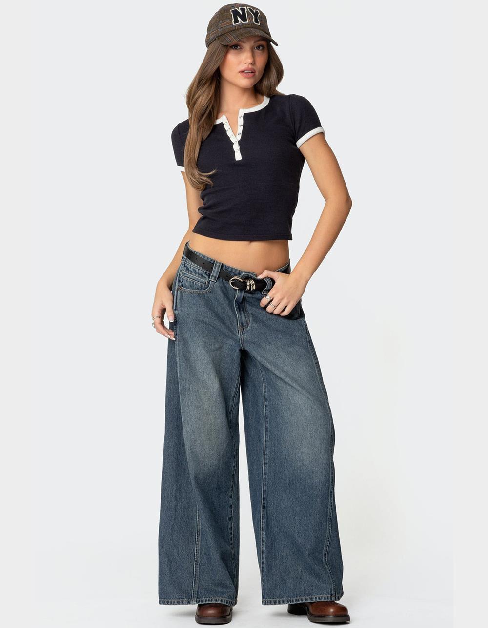 EDIKTED Hilla Side Split Baggy Jeans Product Image