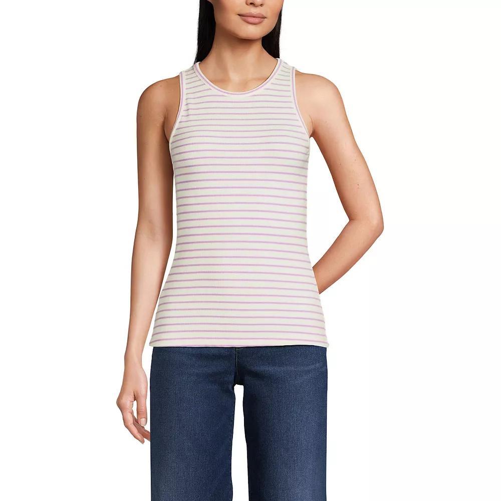 Women's Lands' End Drapey Rib Fitted Tank Top, Size: Medium, Gray Grey Product Image