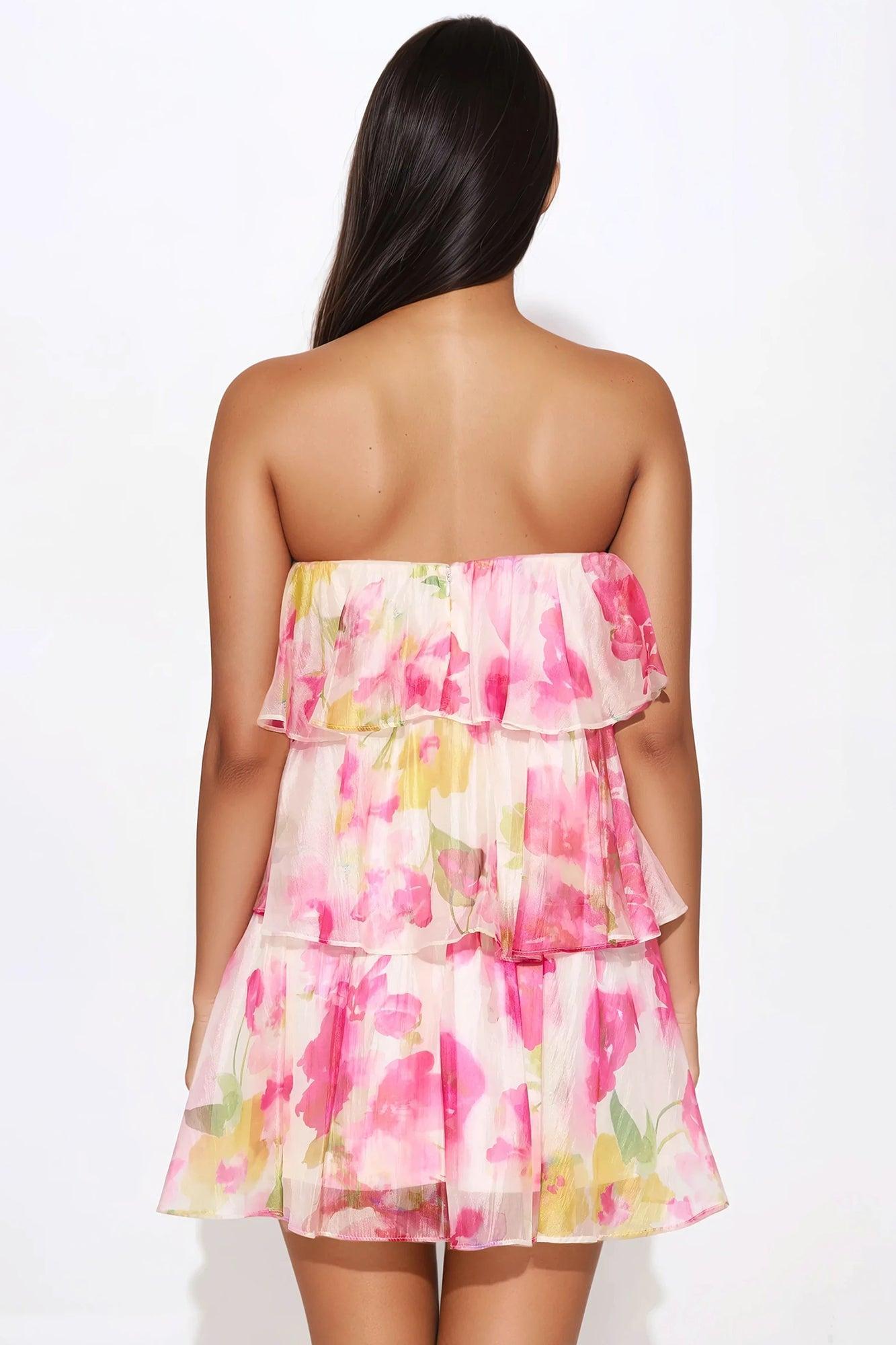 Petunia Floral Ruffle Mini Dress - Pink/combo Product Image