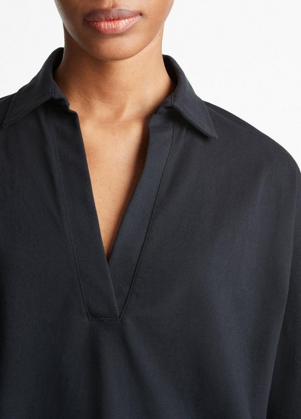 Womens Cotton Long-Sleeve Polo Top Product Image