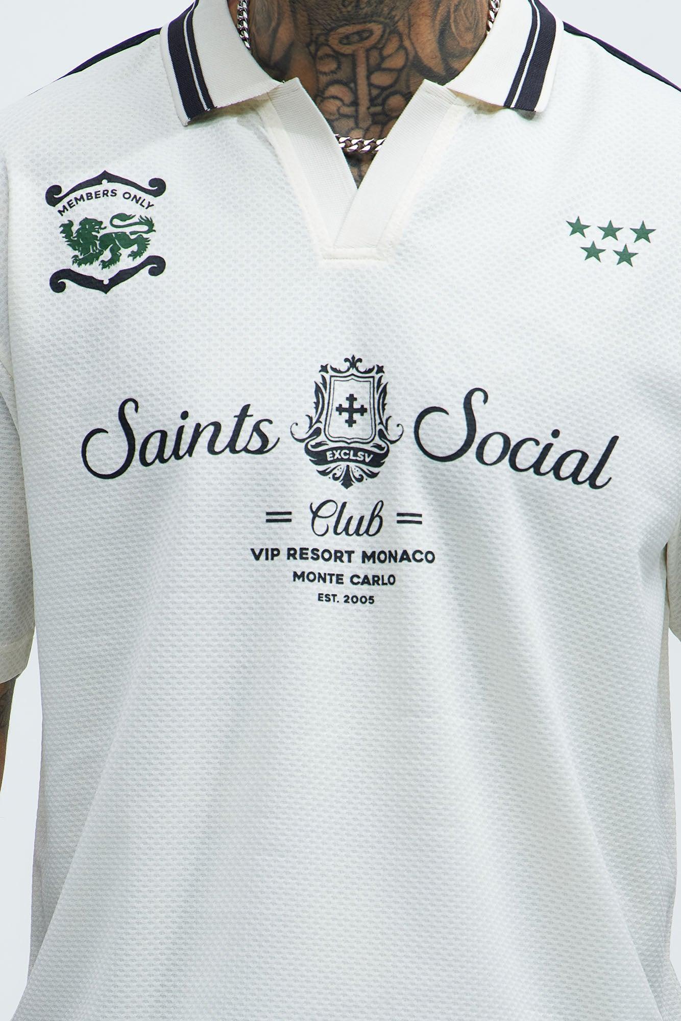 Saints Social Johnny Collar Soccer Jersey - Off White Product Image