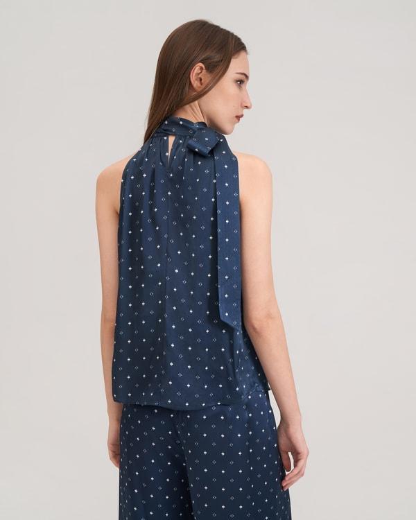 Halter Neck Silk Pine Shirt Product Image
