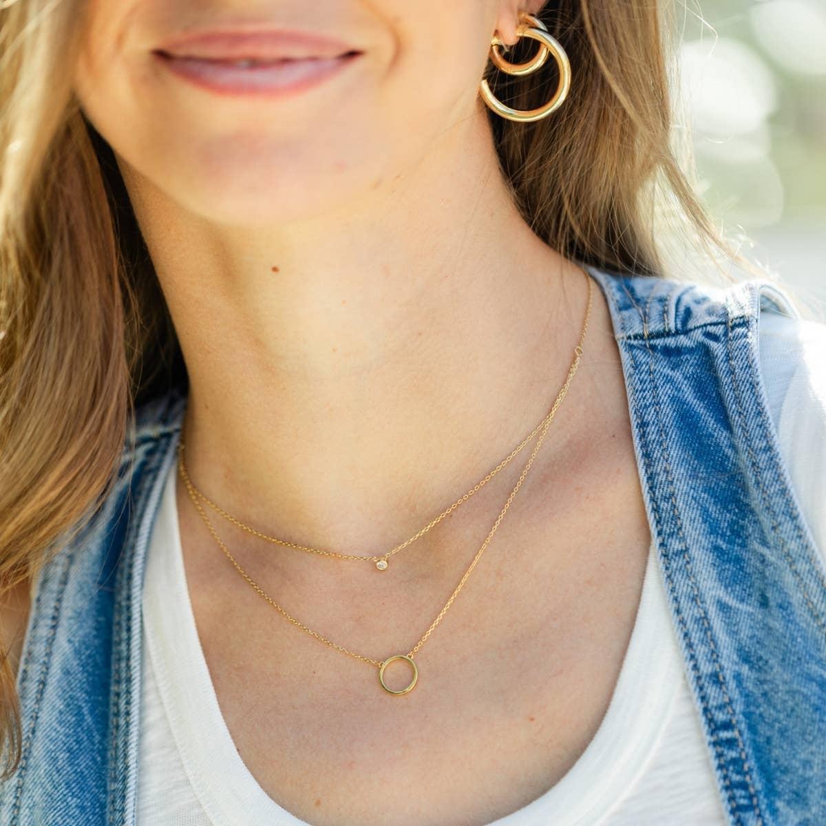 Double Appeal Circle & Cz Necklace Product Image