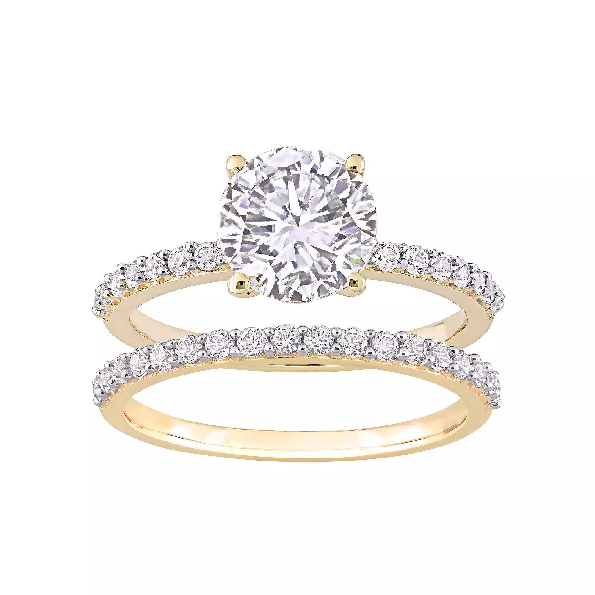 Stella Grace 10k Gold Lab-Created White Sapphire Engagement Ring Set, Women's, Size: 4 Product Image