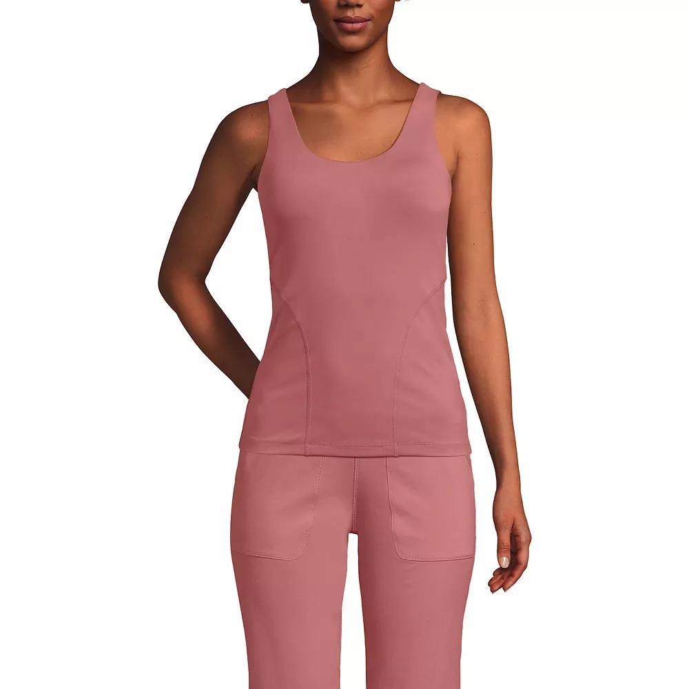 Women's Lands' End Interlock Scoopneck Tank Top, Size: Large, Dark Pink Clay Product Image