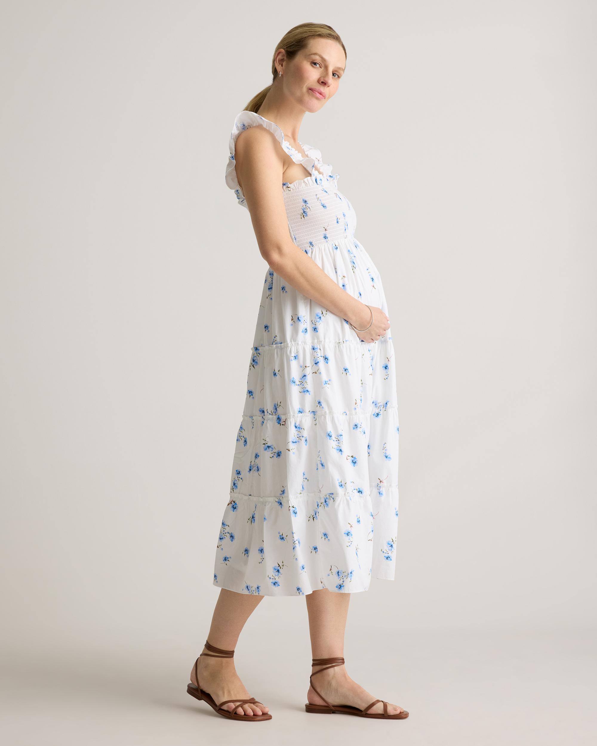 Quince | Women's Poplin Maternity Smocked Midi Dress Size XL, Organic Cotton Product Image