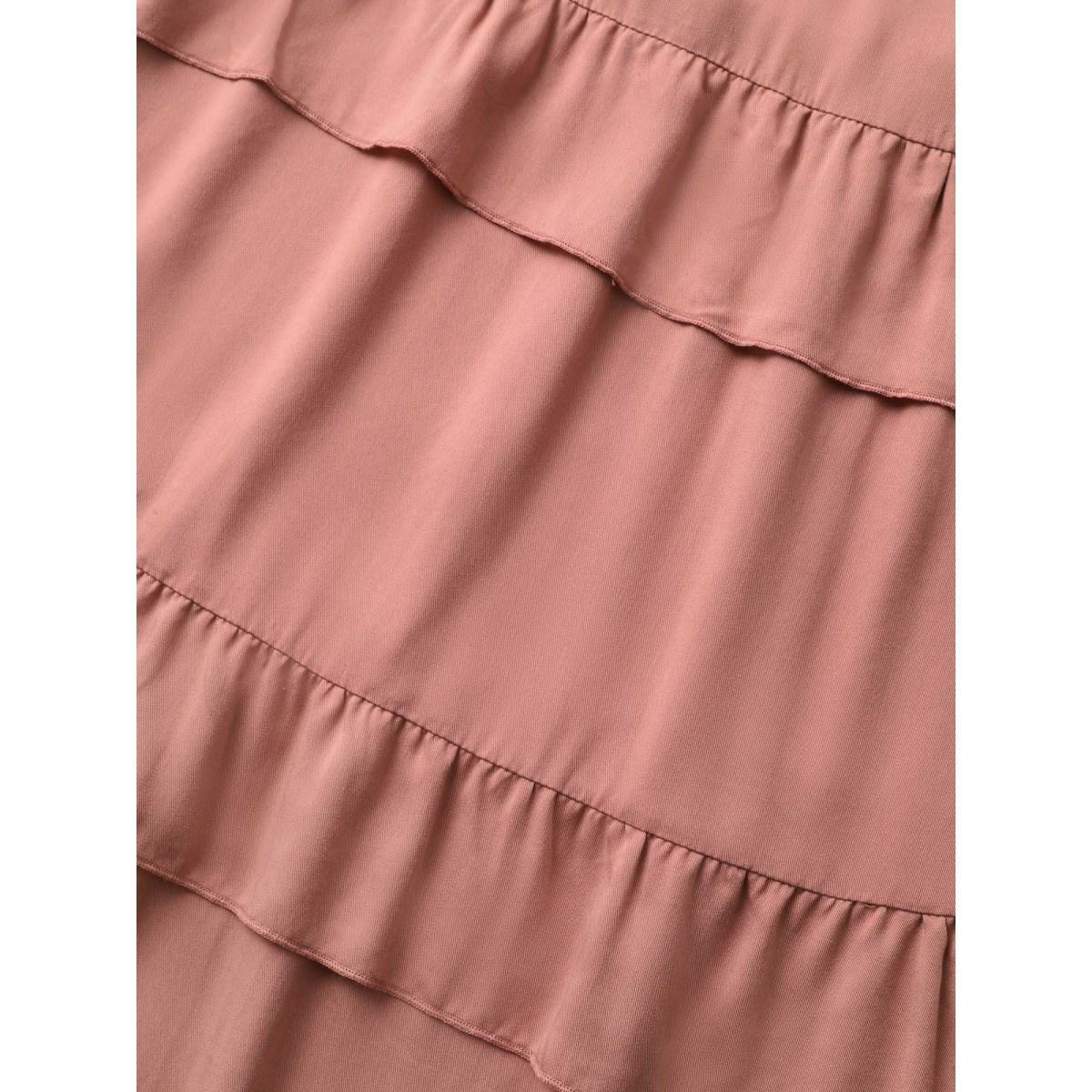 Plus Size Solid Ruffle Layered Hem Cami Dress DustyPink Women Resort Gathered Non Sleeveless Curvy BloomChic 22-24/3X Product Image