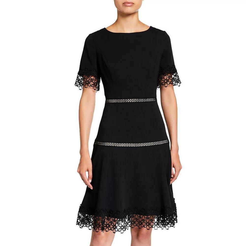 Womens Focus By Shani Fit & Flare Lace Crepe Dress Product Image