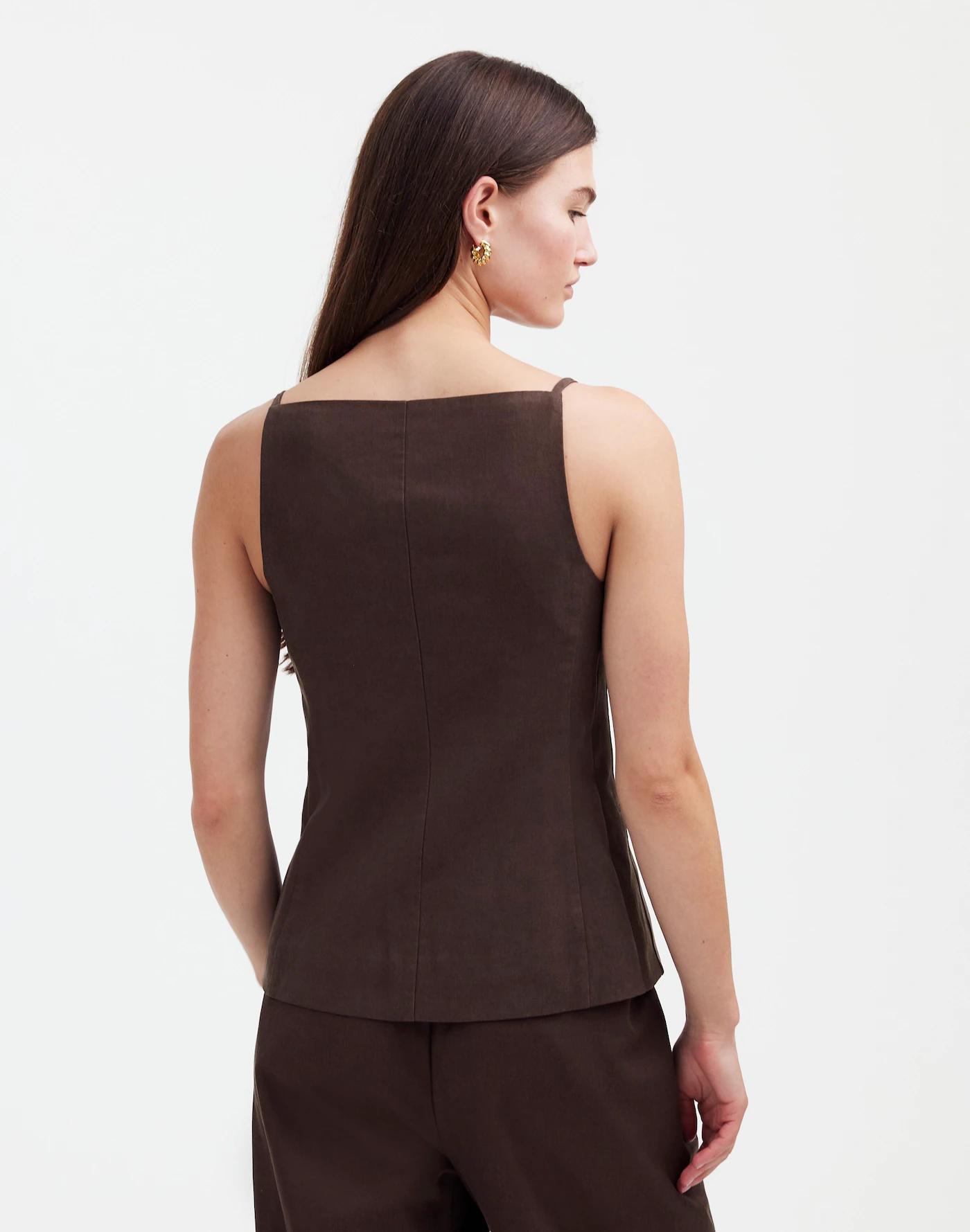 Square-Neck Vest in Drapey Twill Product Image