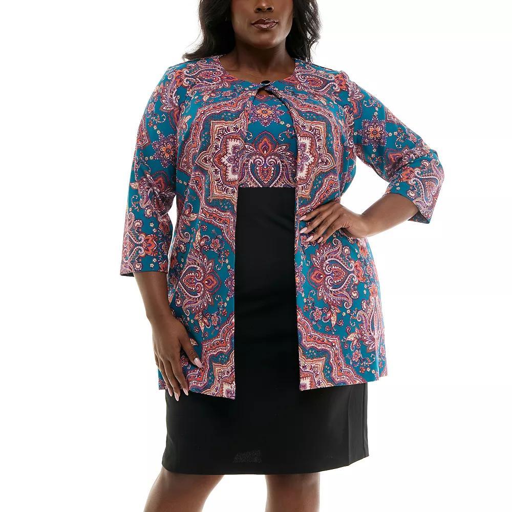 Womens Danny & Nicole Tunic Jacket and Dress, Women's, Size: 18 W, Black Teal Team Product Image