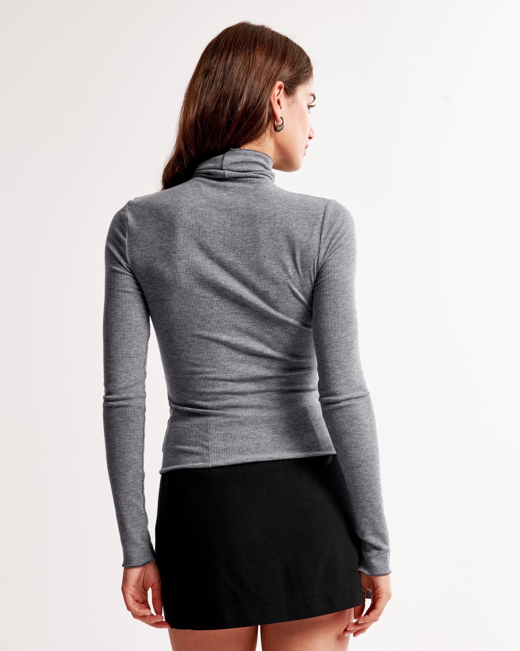 Long-Sleeve Featherweight Rib Tuckable Mockneck Top Product Image
