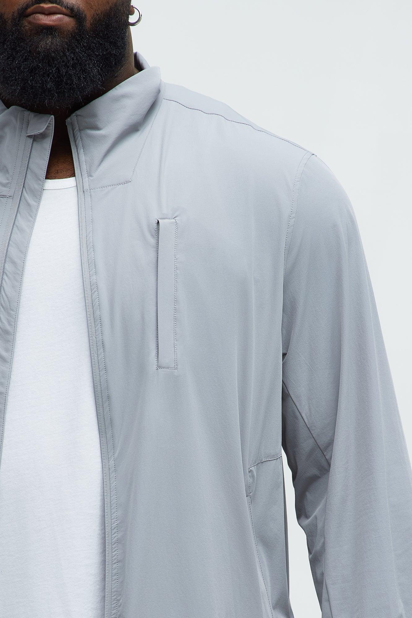 Lightweight Stretch Running Windbreaker Jacket - Grey Product Image