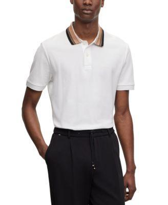 Mens Striped Cotton Polo Shirt Product Image
