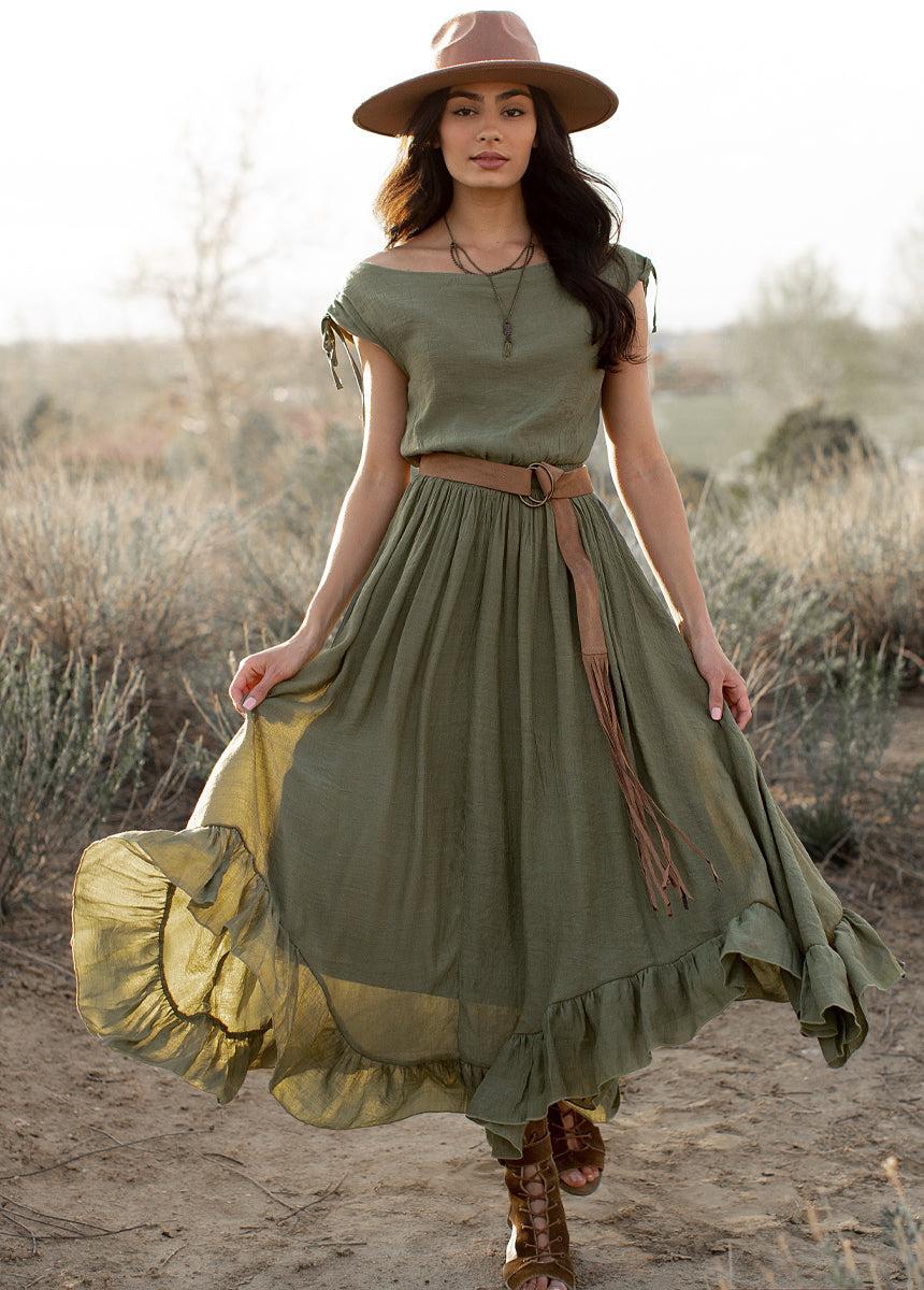 Gia Dress in Olive Female Product Image