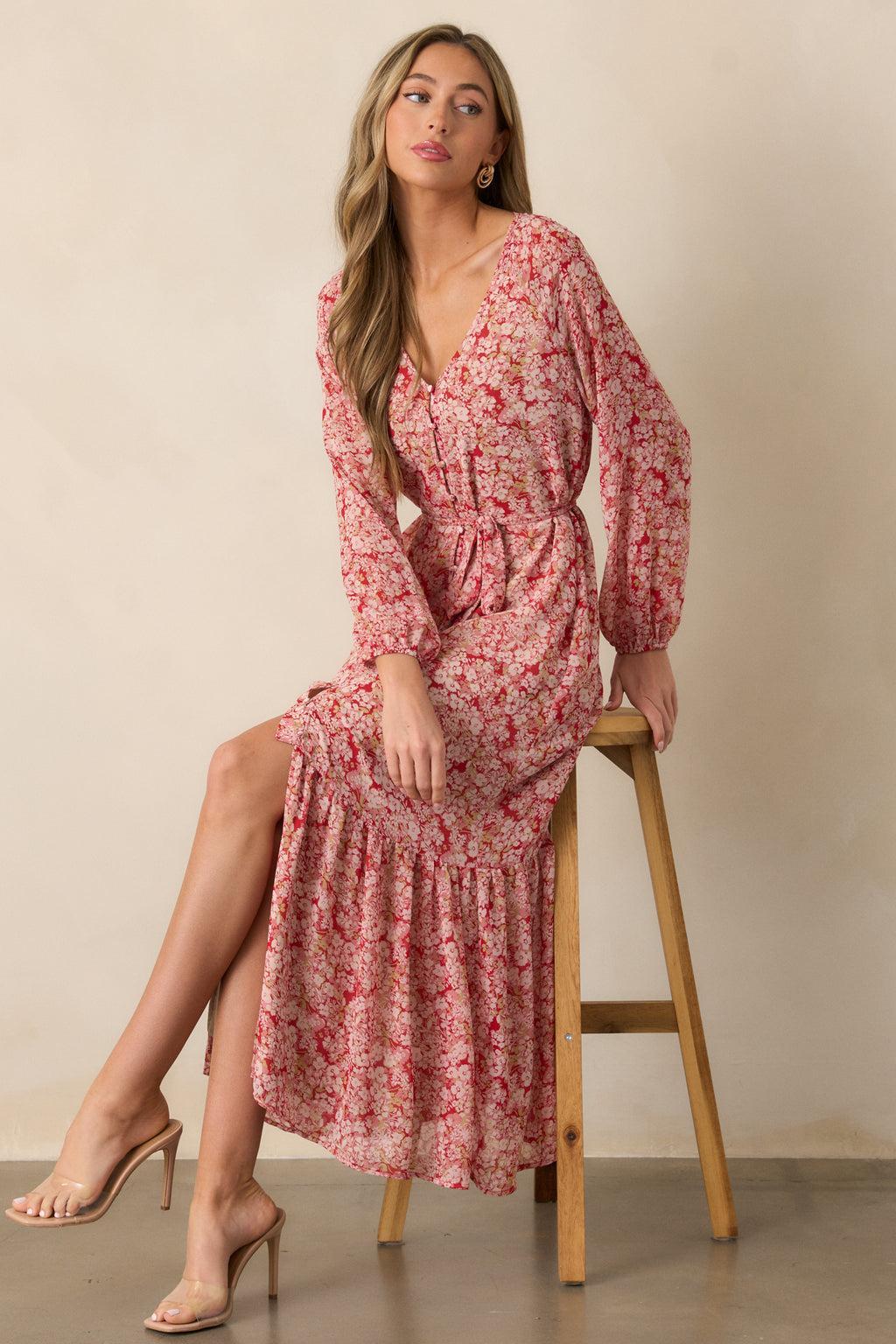 Z Supply Della Cranberry Floral Maxi Dress Product Image