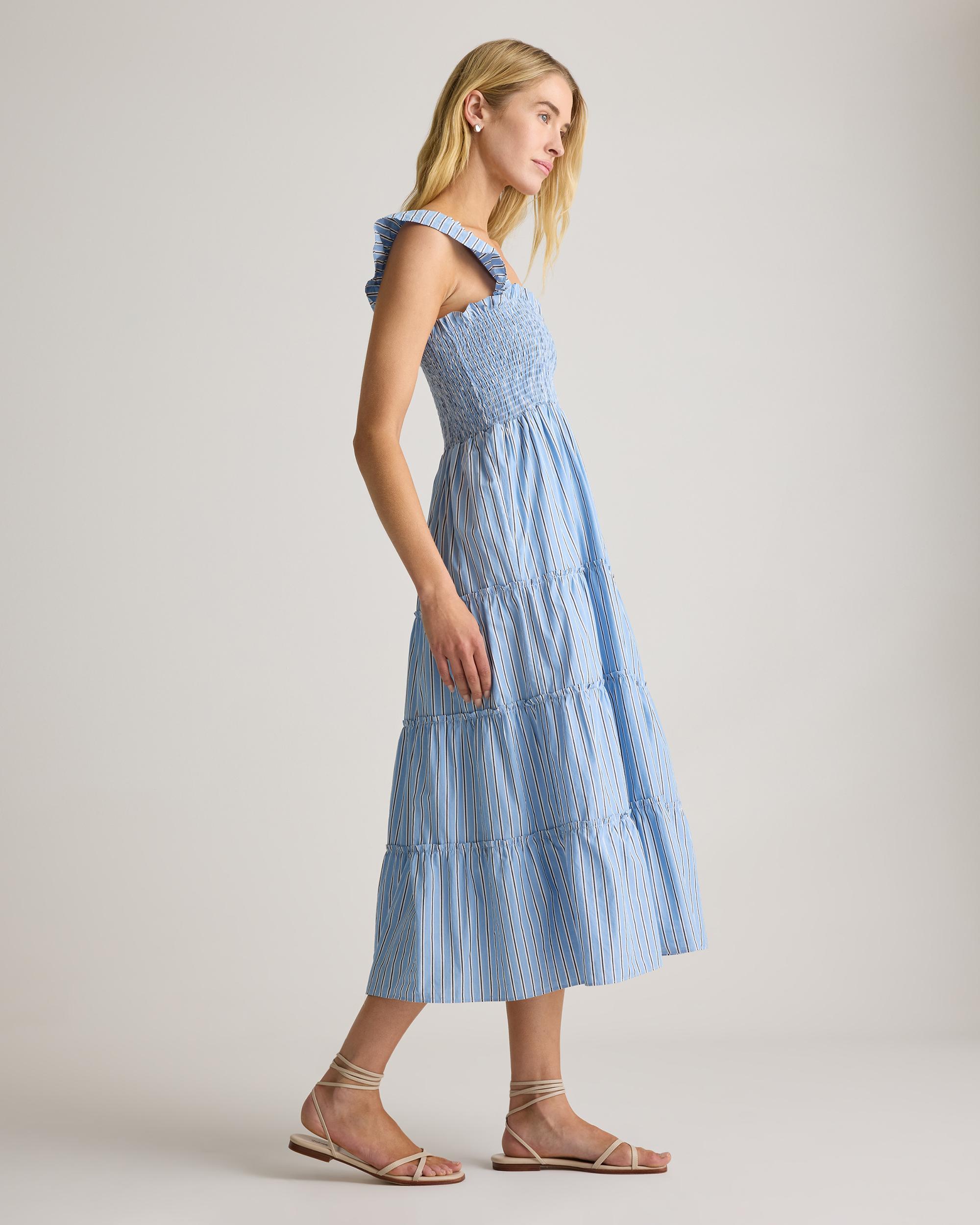 Quince | Women's Smocked Midi Dress Size XS, Organic Cotton Product Image