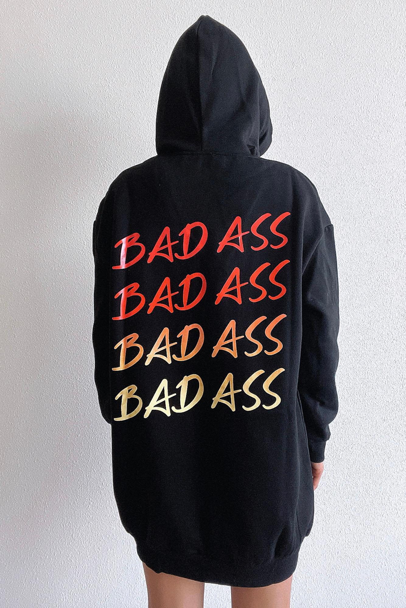 Bad Ass Sweatshirt Dress - Black Product Image