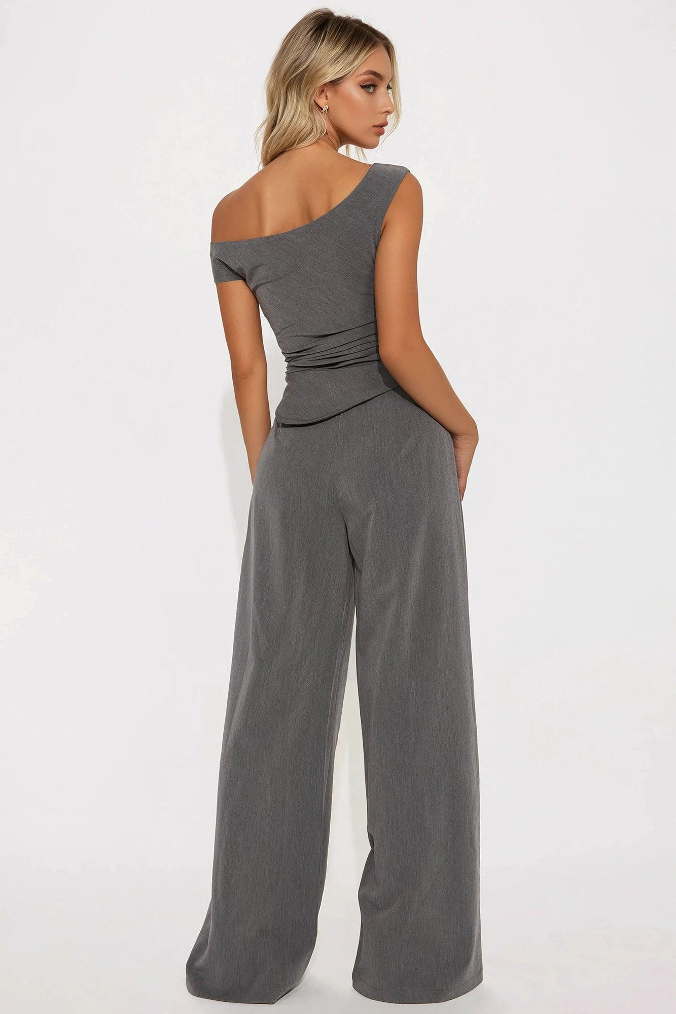 Running Late Jumpsuit - Charcoal Product Image