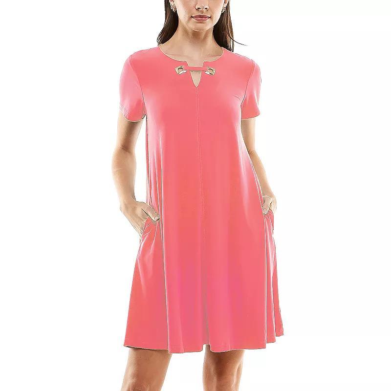 Women's Nina Leonard Embellished Swing Dress, Size: Large, Black Product Image