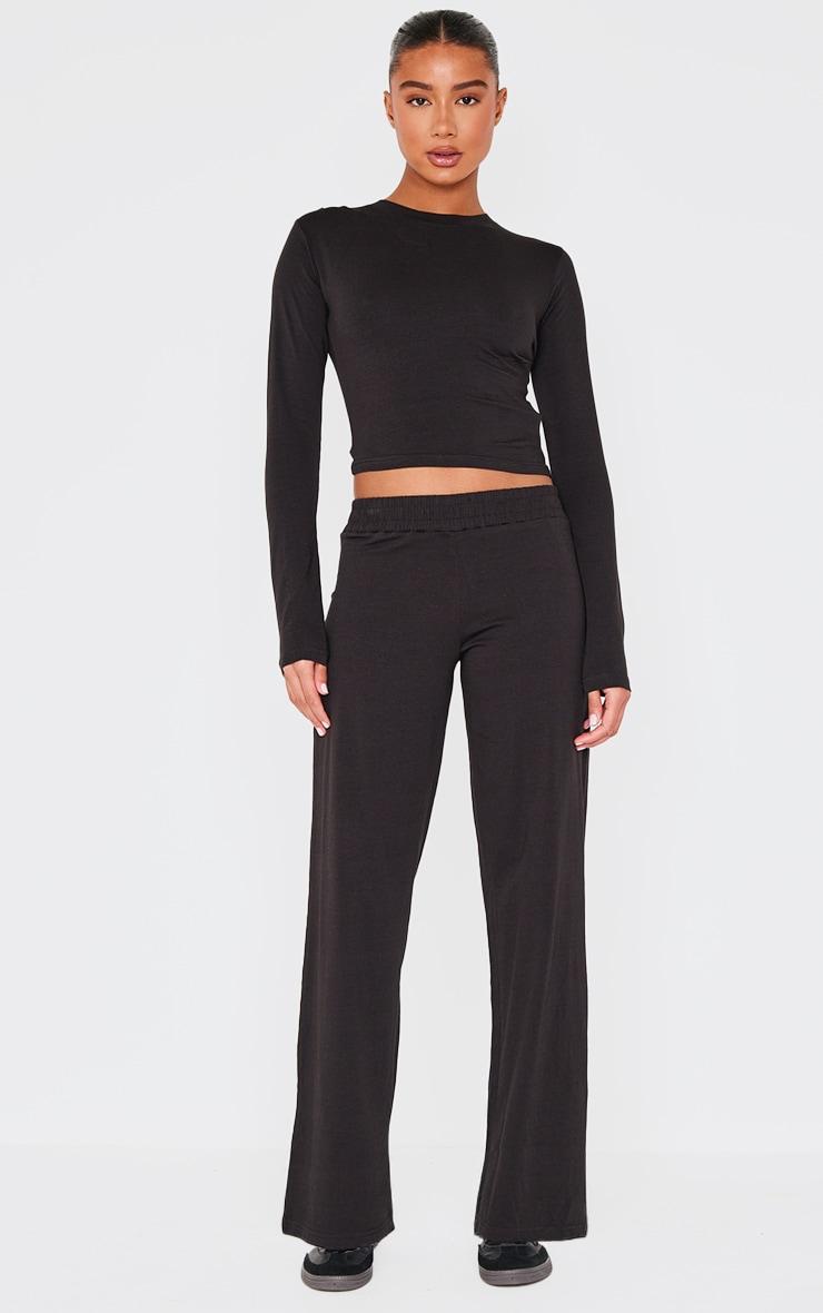 Black Ruched Long Sleeve Long Top Product Image