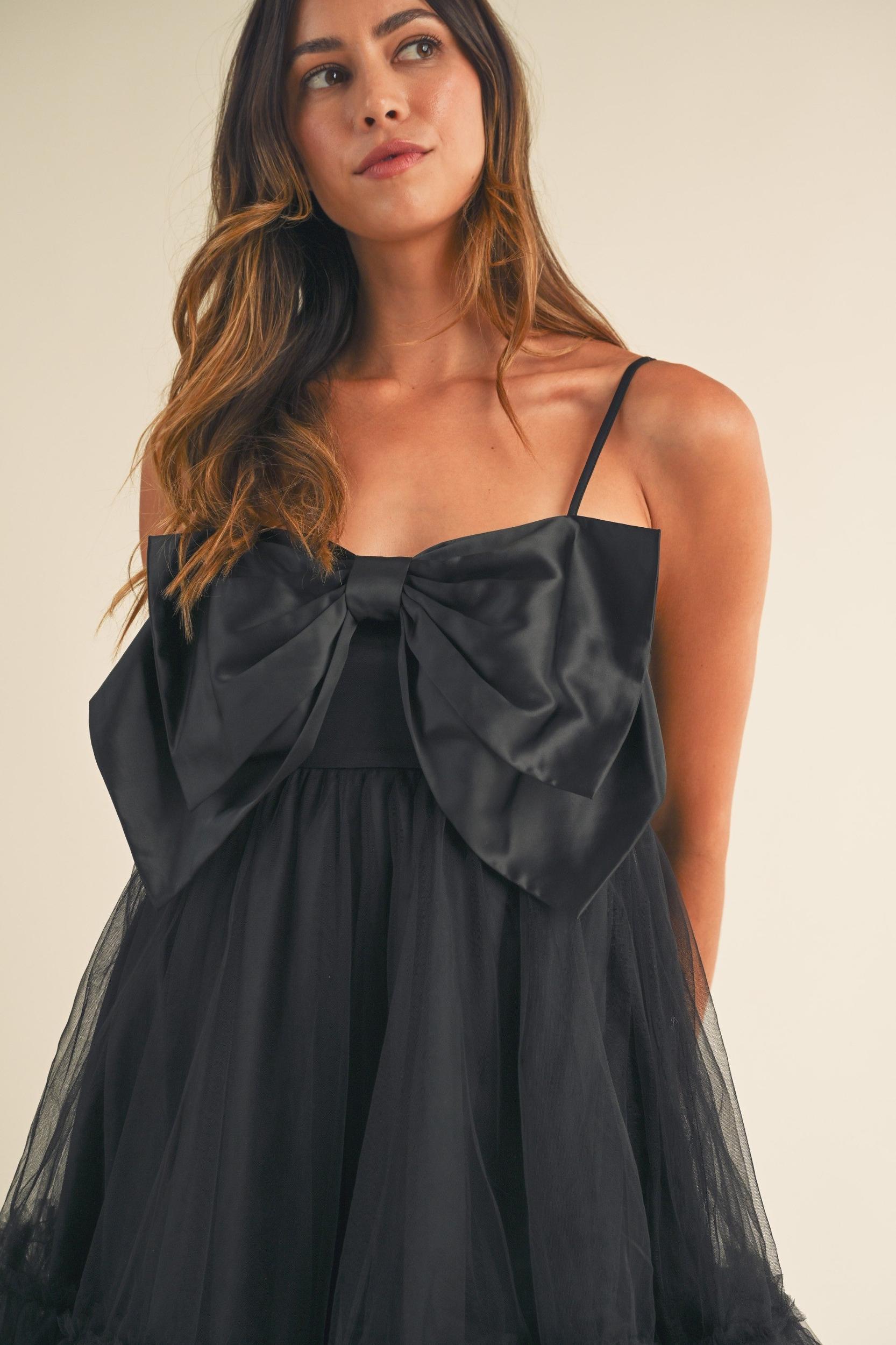 Front Bow Babydoll Mini Dress Product Image