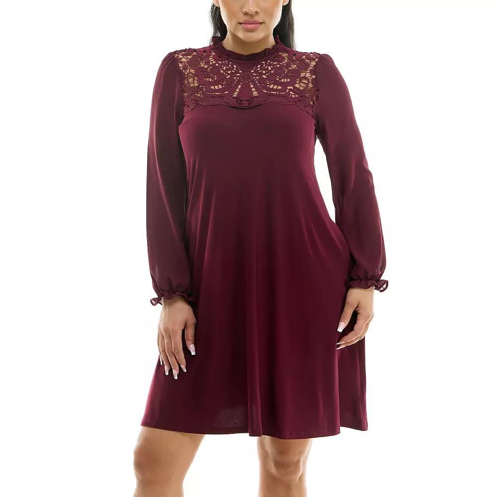 Women's Nina Leonard Chiffon Ruffle Dress, Size: Medium, Black Product Image