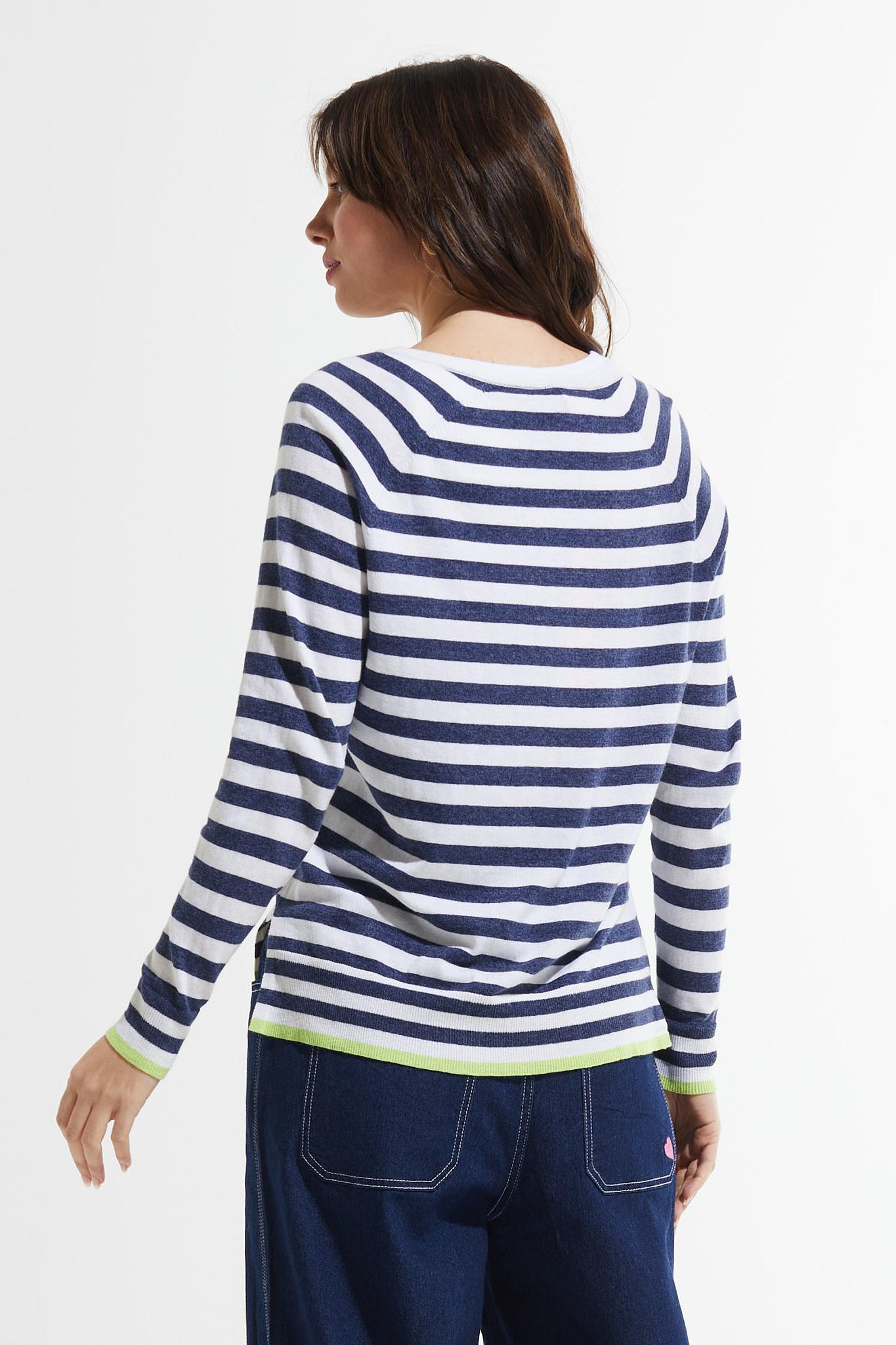 Zaket and Plover Stripe V Neck Sweater Product Image