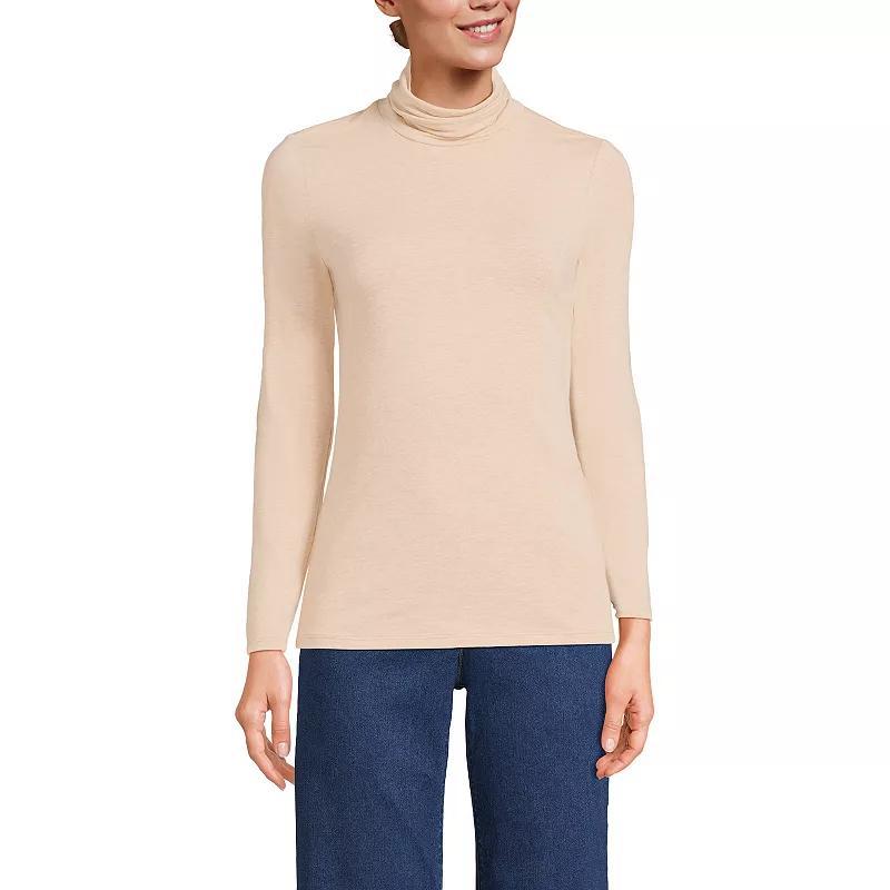 Women's Lands' End Lightweight Fitted Turtleneck, Size: Large, Pink Fog Product Image