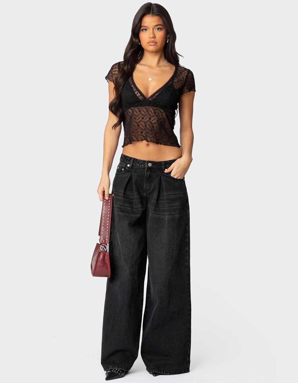 EDIKTED Julie Sheer Lace Top Product Image