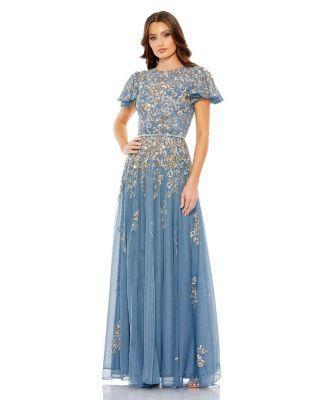 Womens Floral-Embroidered Tulle Gown Product Image
