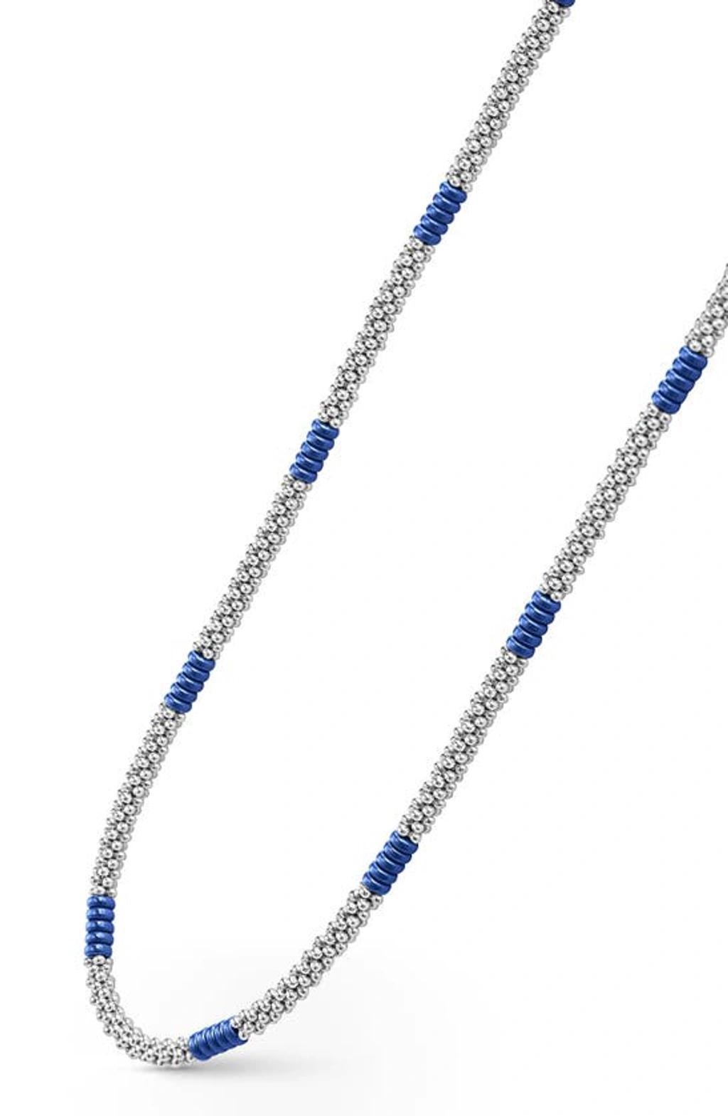 LAGOS Blue Caviar Ceramic Station Necklace In Silver Product Image