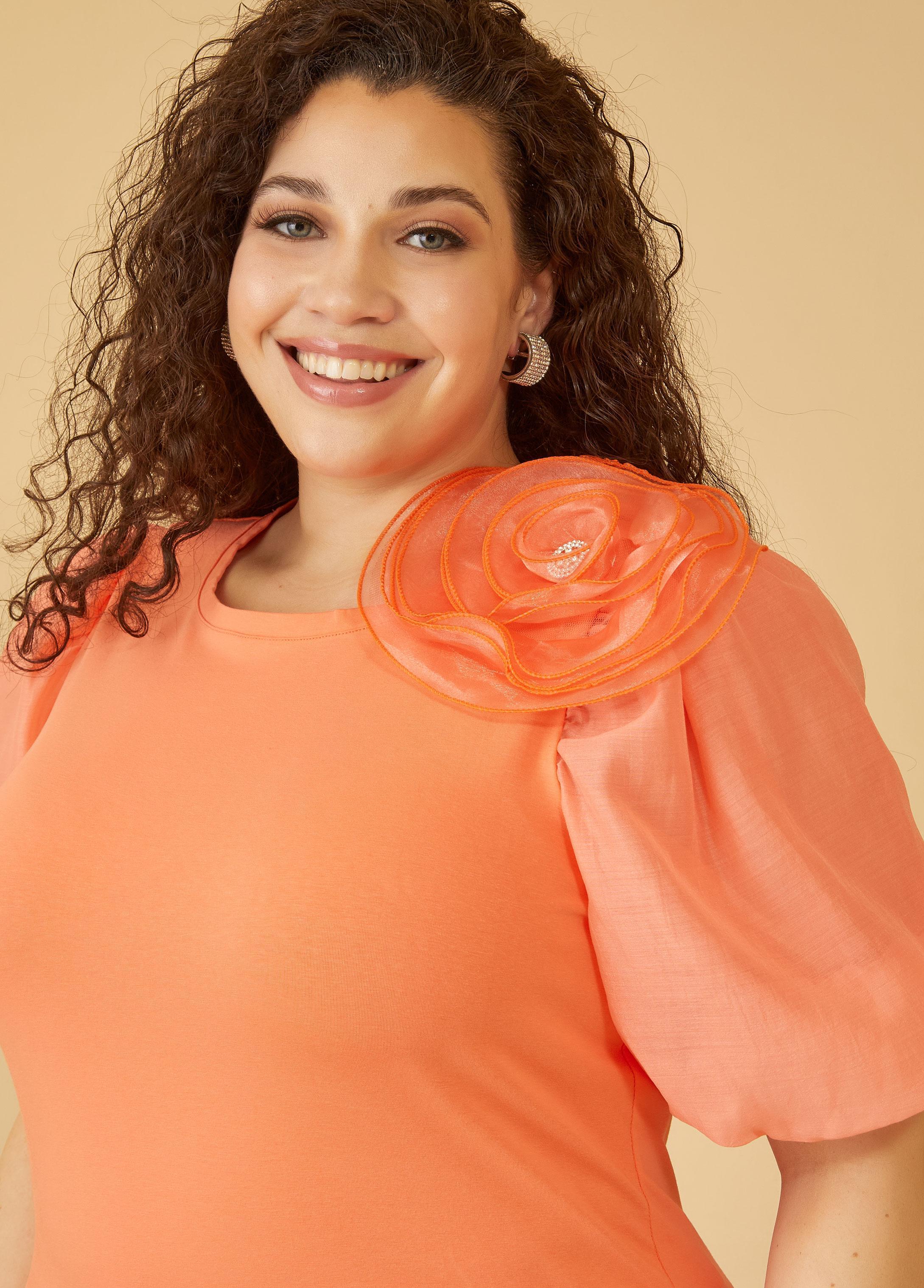 Rosette Embellished Paneled Top Product Image