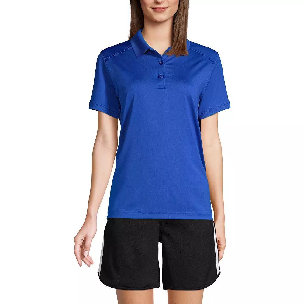 Women's Lands' End Short Sleeve Rapid Dry Polo Shirt, Size: Large, Blue Product Image