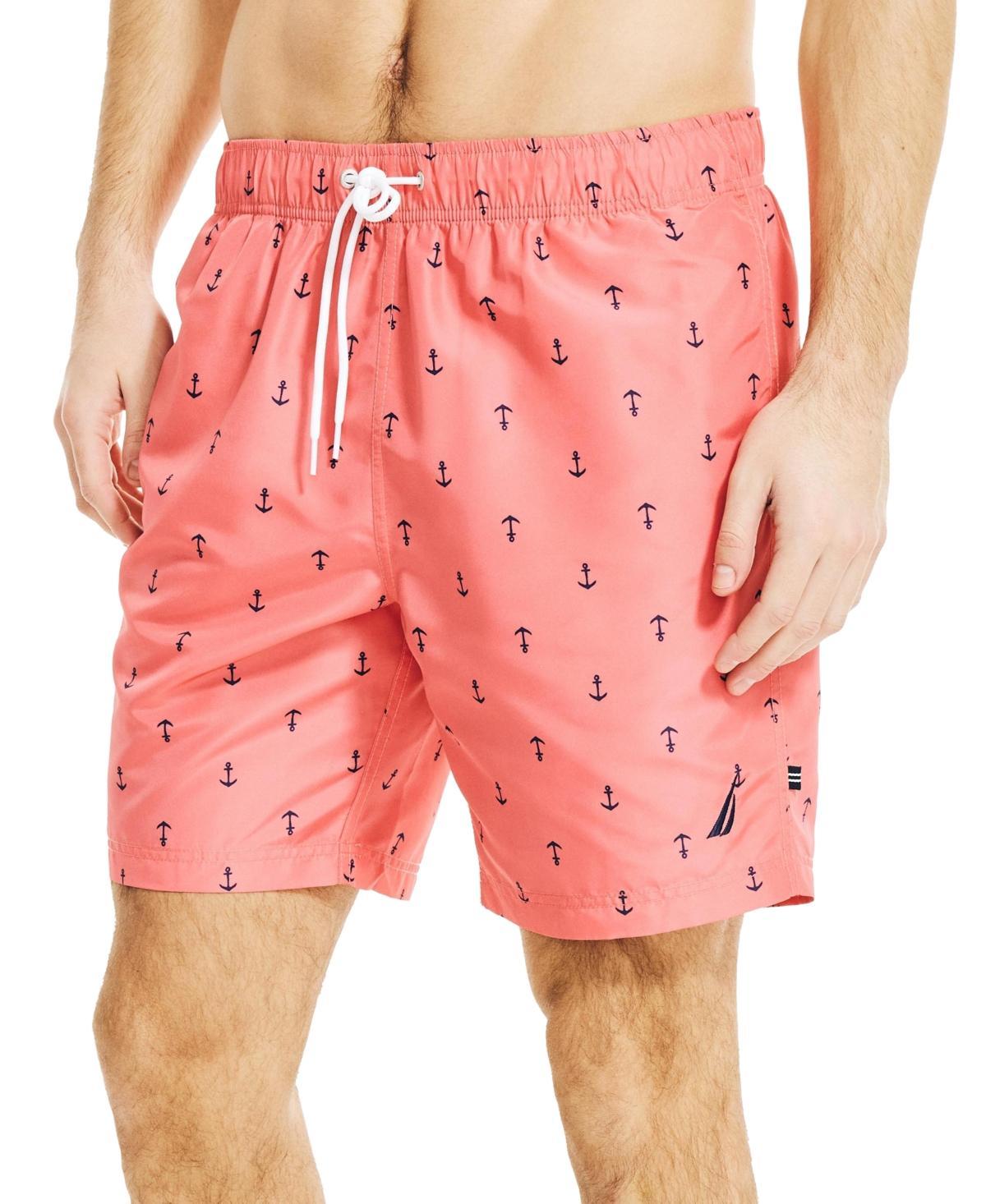Nautica Mens Quick-Dry Anchor-Print 8 Swim Trunks Product Image
