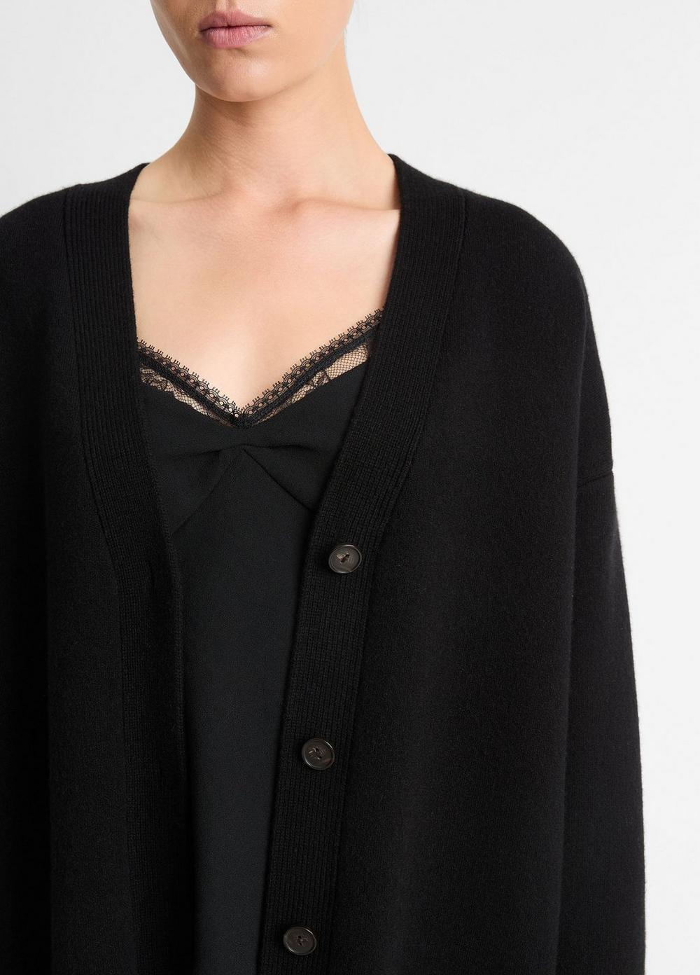 Womens Double-Knit Wool-Blend Oversized Cardigan, Black, Size S Vince Product Image