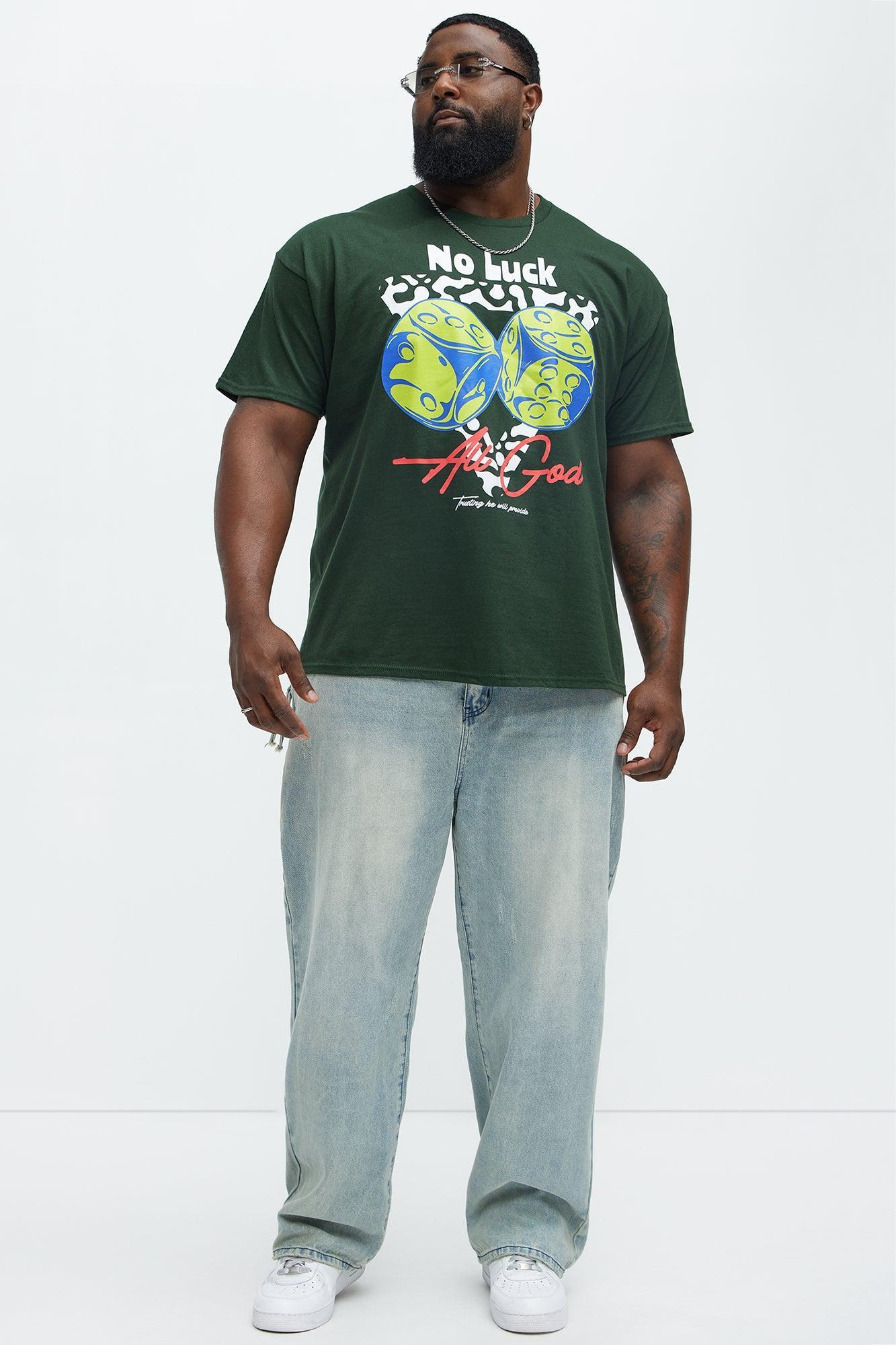 No Luck All God Short Sleeve Tee - Green Product Image