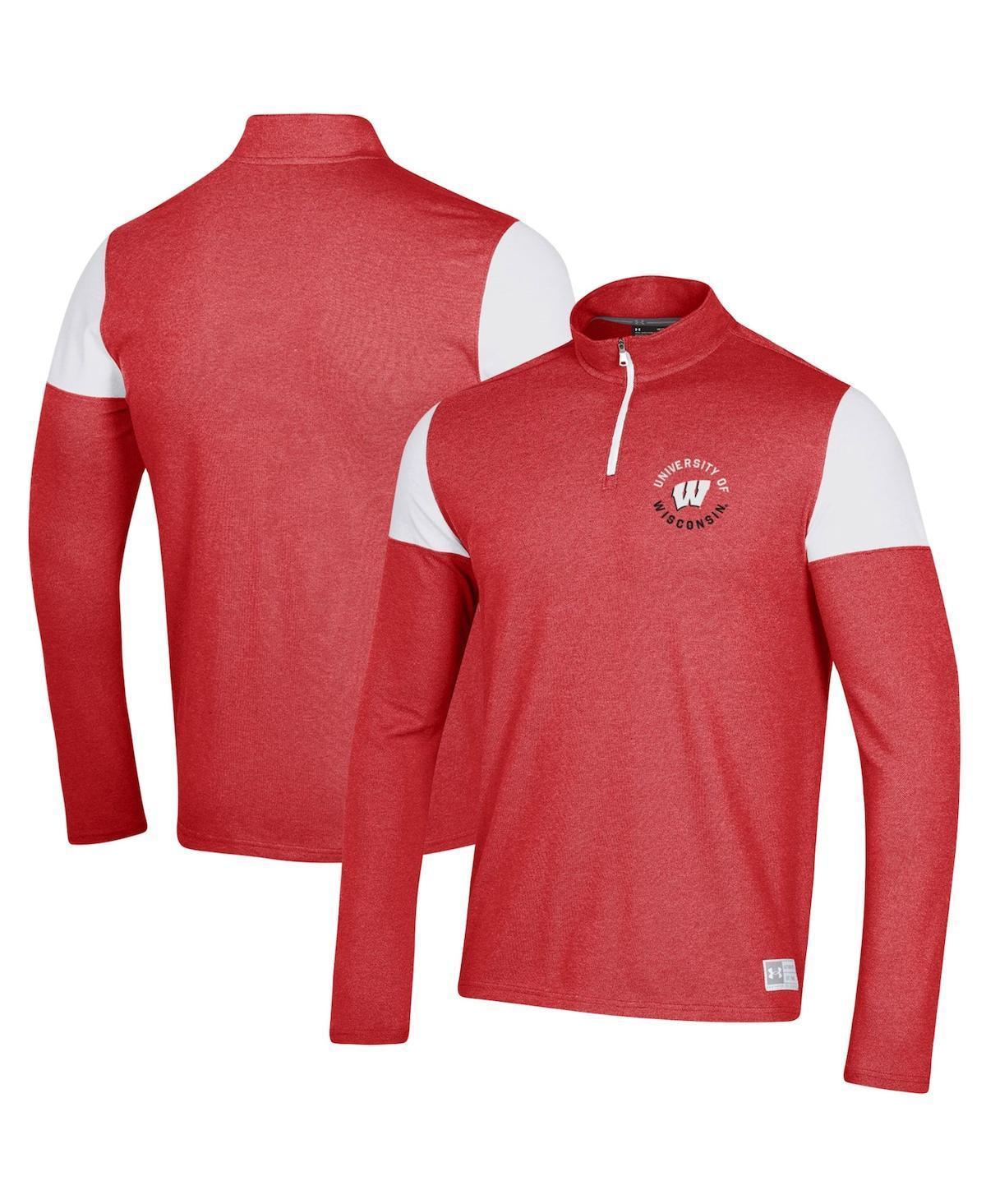 Men's Under Armour Red Wisconsin Badgers Gameday Tri-Blend Quarter-Zip Jacket, Size: Large Product Image