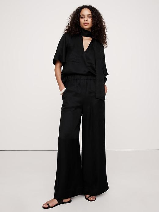 Pull-On Wide Leg Satin Pant Product Image