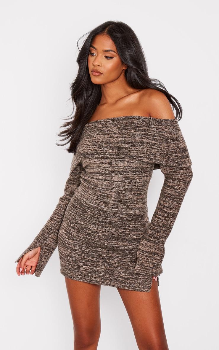 Tall Brown Knitted Mini Skirt Product Image
