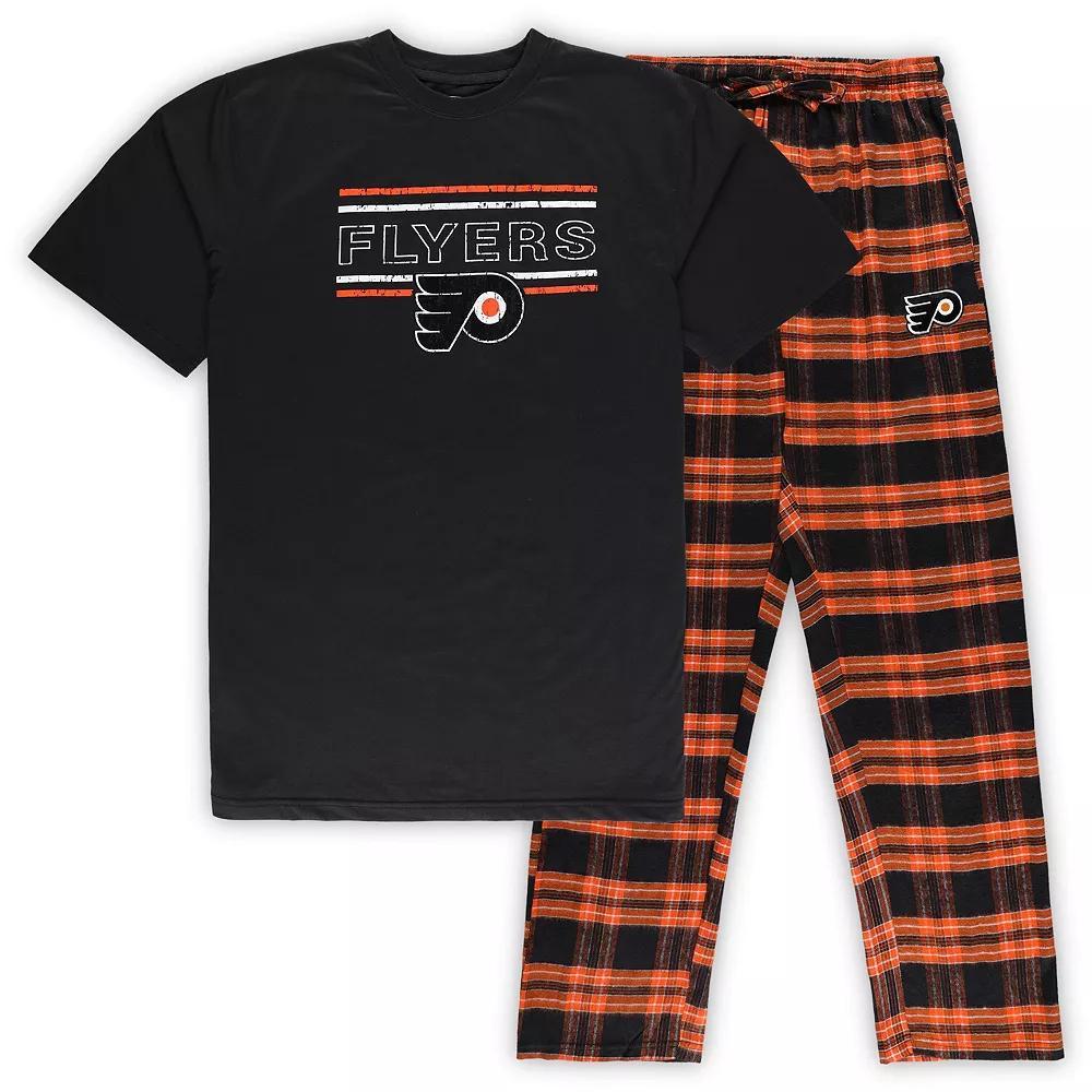 Men's Black/Orange Philadelphia Flyers Big & Tall T-Shirt & Pajama Pants Sleep Set, Size: 2XLT, Fly Black Product Image